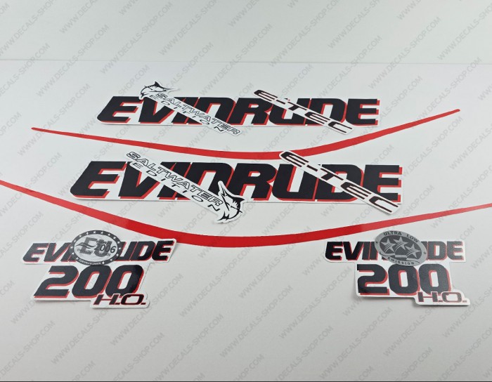 Evinrude 200HP E-tec HO 2004-2008 Outboard Decal Kit